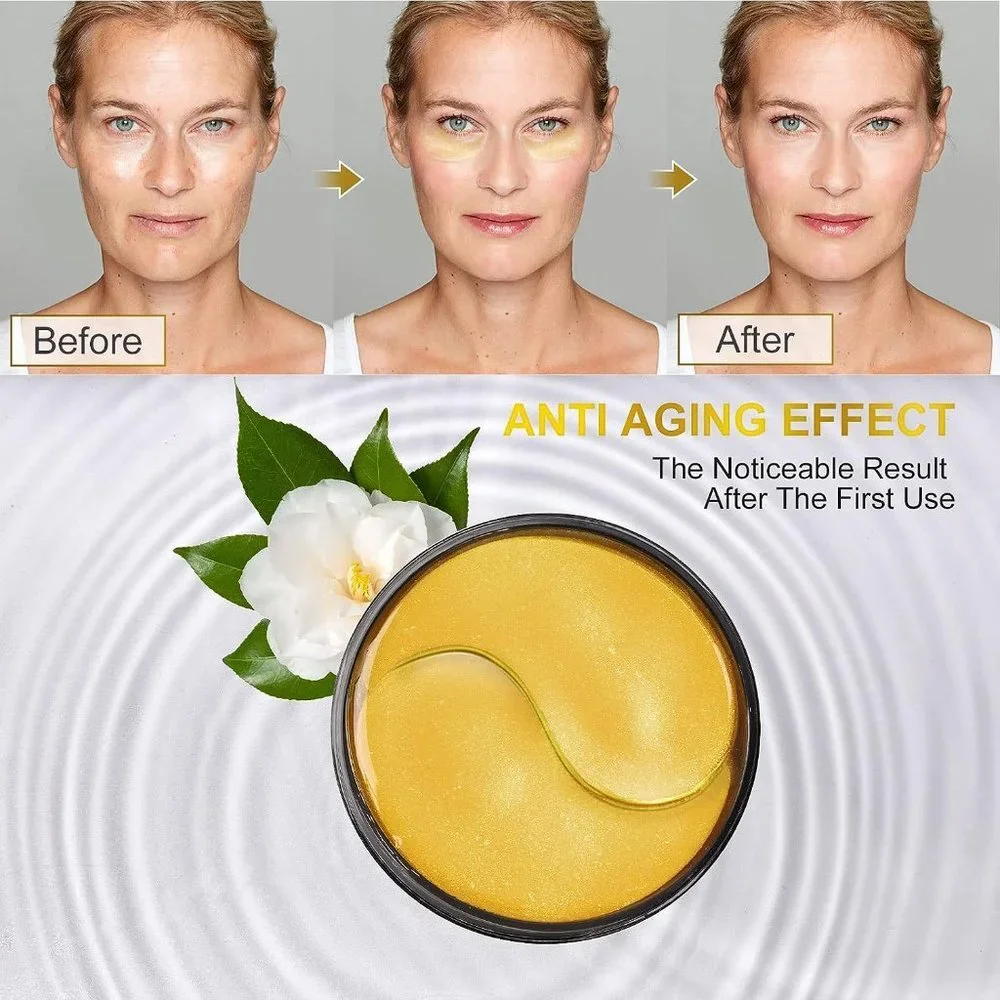24k Gold Eye Treatment Mask 60 Pieces Anti Aging Under Eye Treatment Collagen